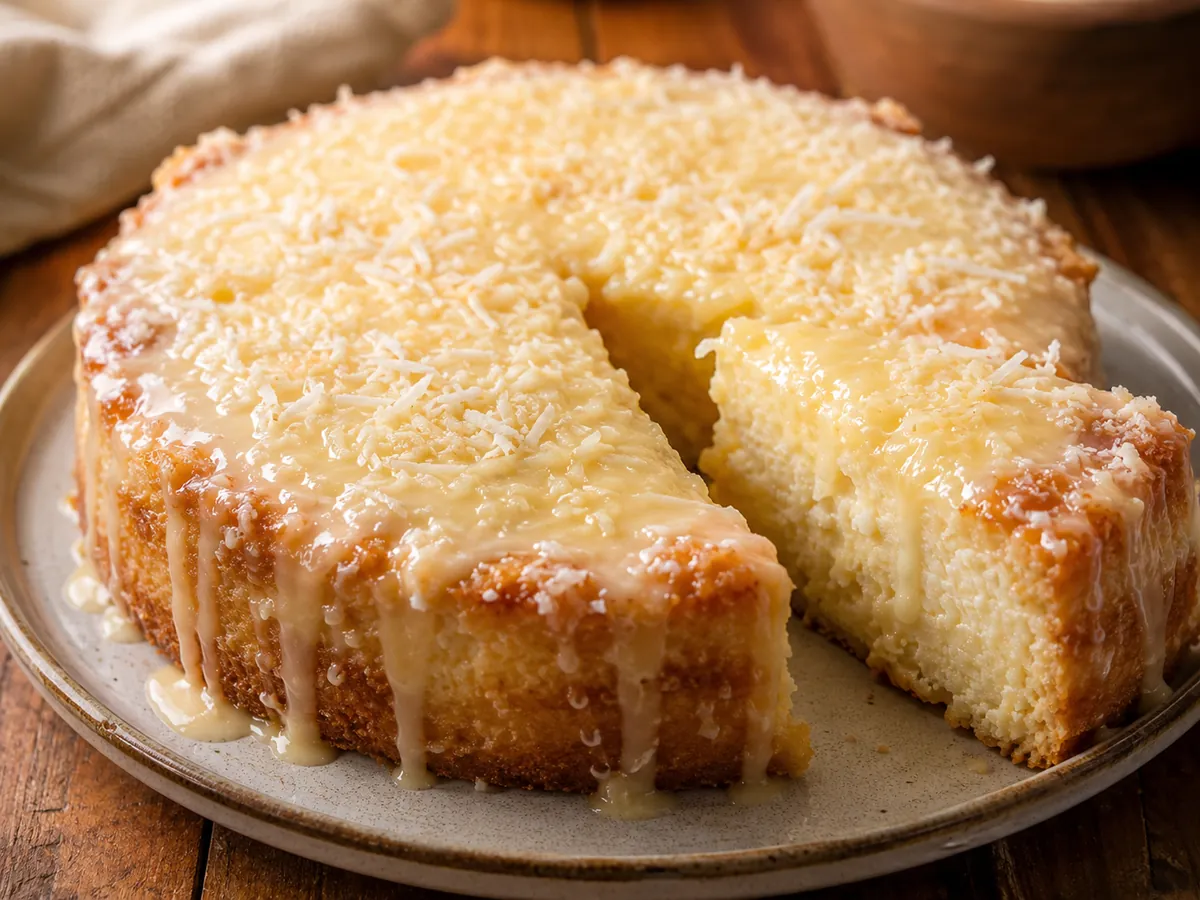 Bolo de Coco Cremoso com Cobertura