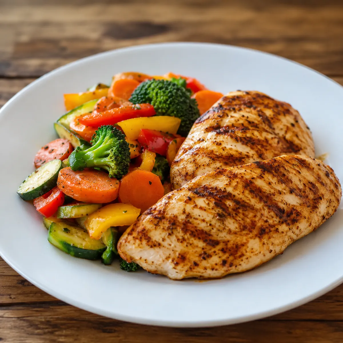 Frango Grelhado com Legumes Salteados