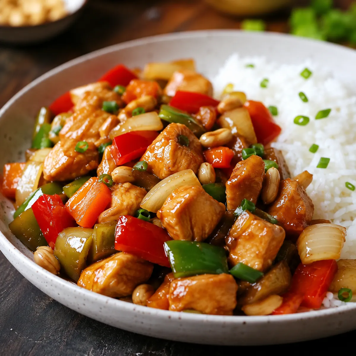Frango Xadrez com Amendoim e Legumes