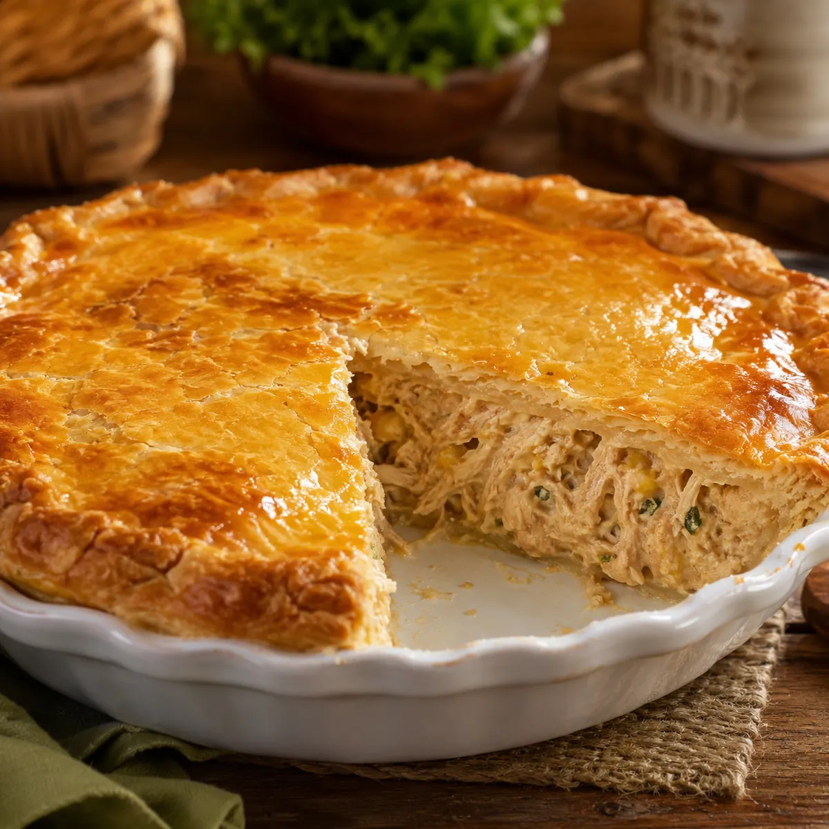 Torta de Frango Cremosa com Massa Podre