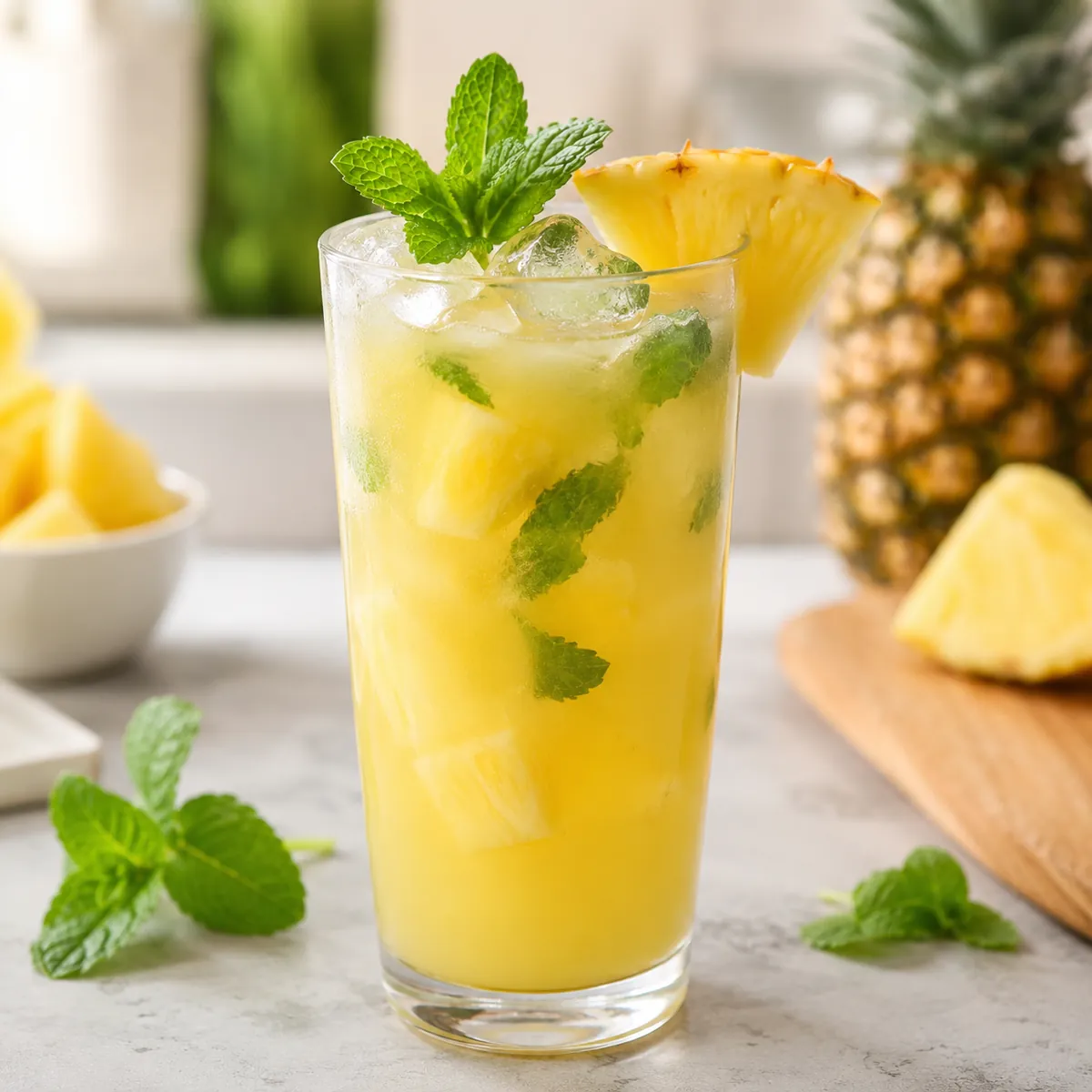 Suco de Abacaxi com Hortelã