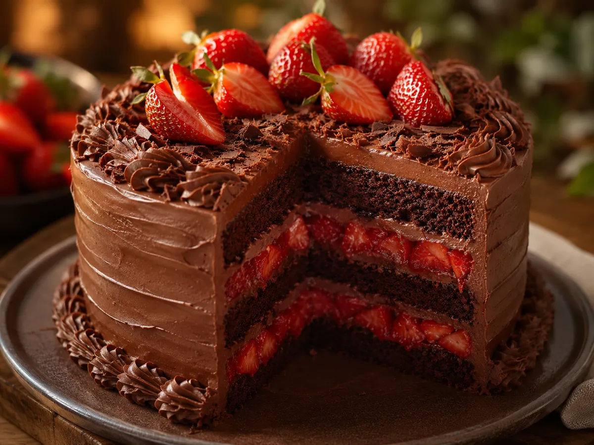 Bolo de Chocolate com Morango