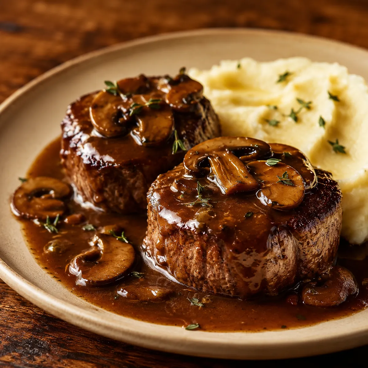 Filé Mignon ao Molho Madeira com Cogumelos