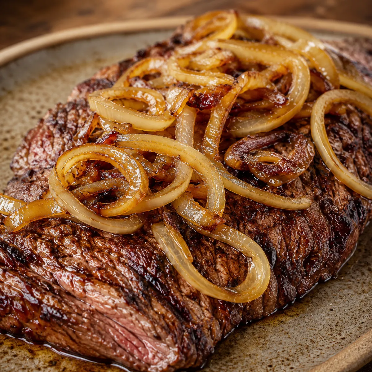 Fraldinha Grelhada com Cebolas Caramelizadas