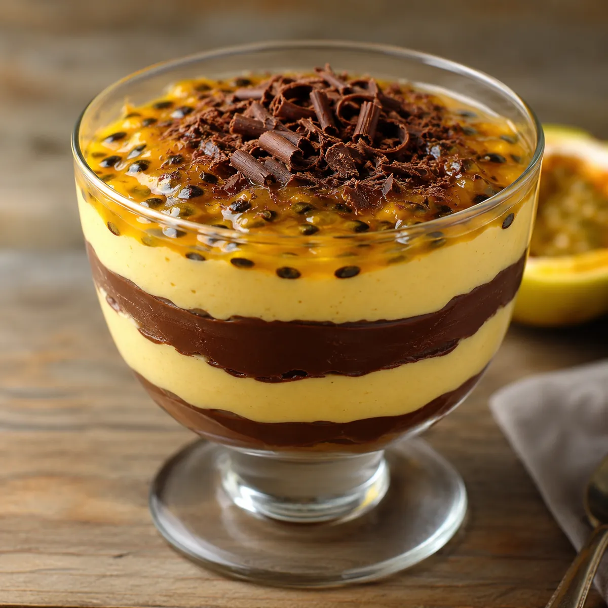 Mousse de Maracujá com Chocolate
