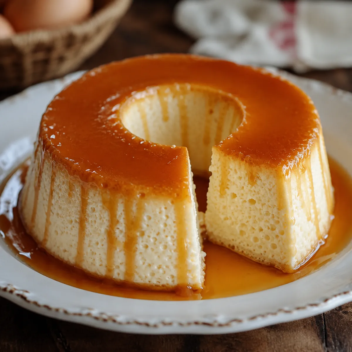 Pudim de Claras com Calda de Caramelo