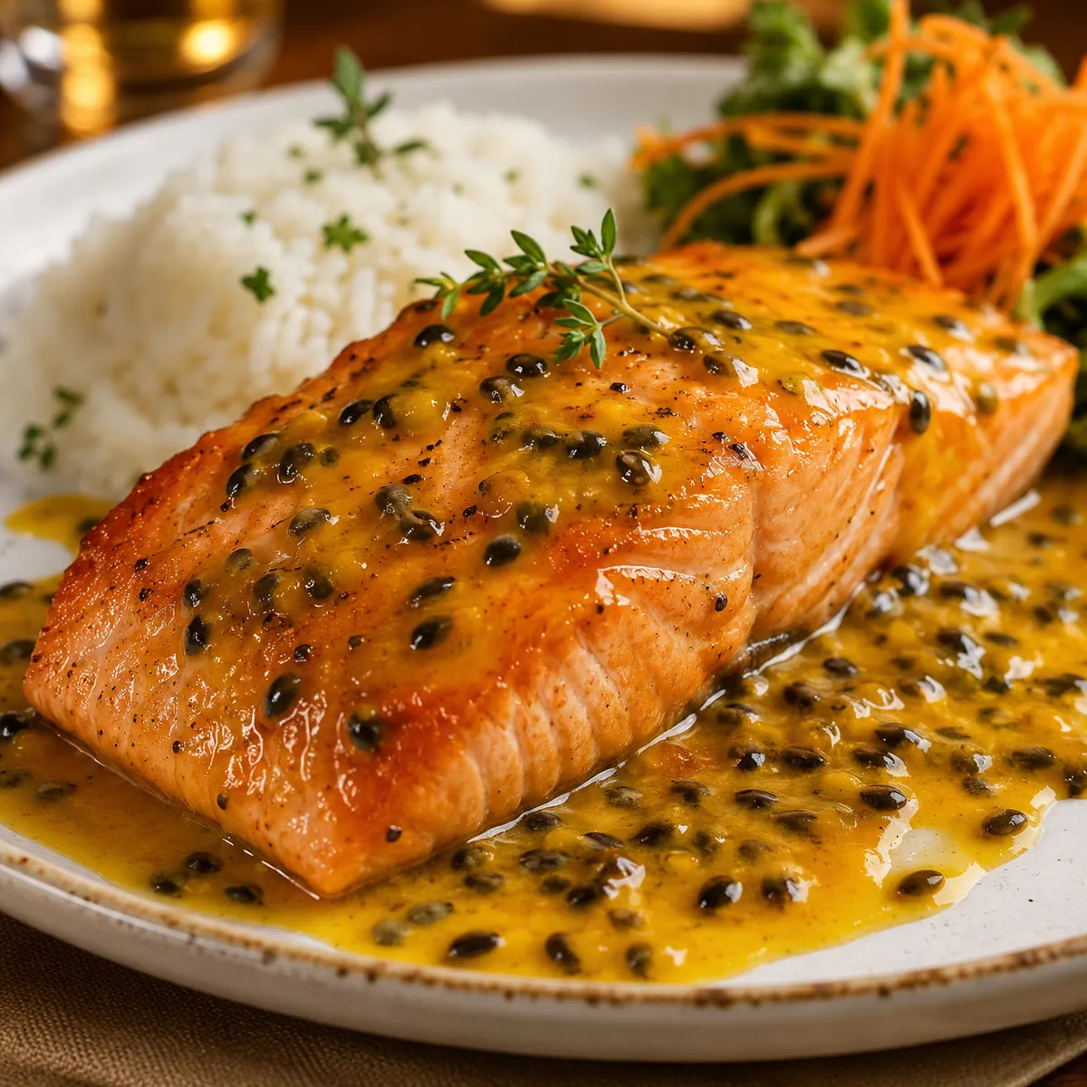 Salmão ao Molho de Maracujá