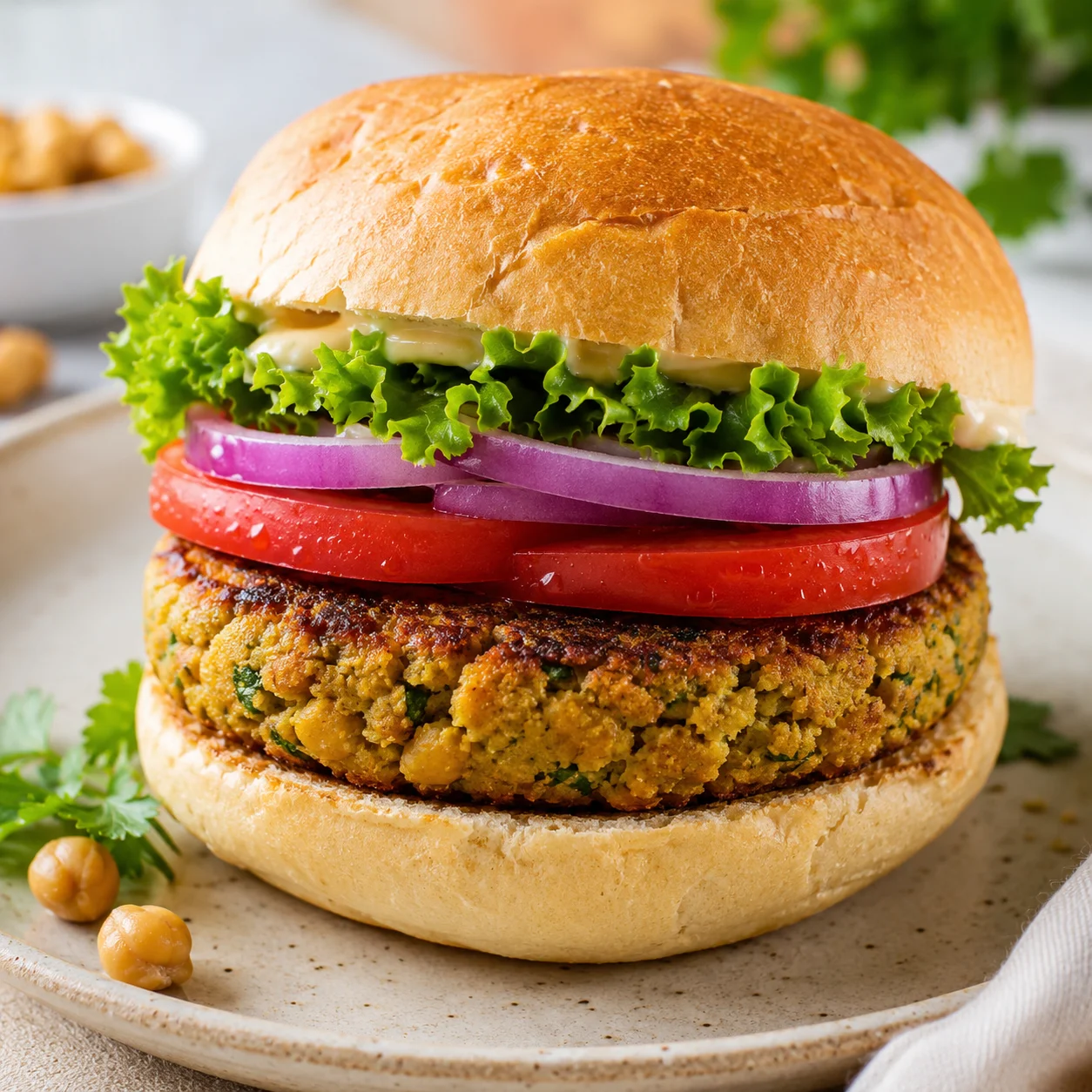 Hambúrguer Vegano de Grão-de-Bico