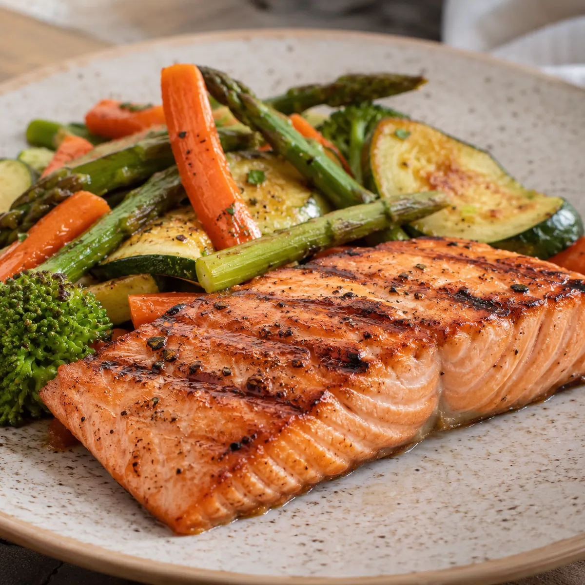 Salmão Grelhado com Legumes