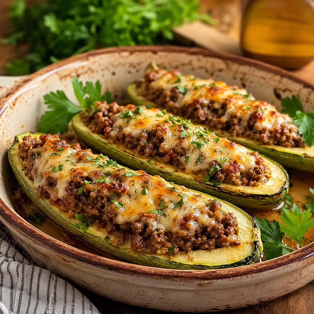 Abobrinha Recheada com Carne Moída
