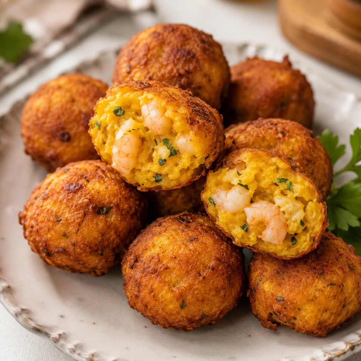 Bolinho de Abóbora com Camarão